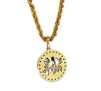 LKBEADS Collier pendentif colombe « Oiseaux de la Paix » gravé, 24 mm, chaîne corde française de 45 cm | Argent sterling plaqué or | Bijou unisexe | LK_PNDN_0145