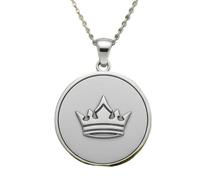 LKBEADS Collier pendentif couronne impériale en argent sterling 925 plaqué argent, chaîne câble de 45,7 cm (18 pouces), breloque ronde, bijou unisexe | LK_EMBO_00808