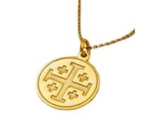 LKBEADS Collier pendentif croix de Jérusalem en argent sterling 925 plaqué or, chaîne câble de 45,7 cm (18 pouces), pendentif rond, bijou unisexe fait main | LK_EMBO_00057