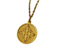 LKBEADS Collier pendentif croix de Jérusalem gravée, 24 mm, chaîne câble de 45,7 cm | Argent sterling plaqué or | Bijou unisexe | LK_PNDN_0864