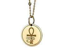 LKBEADS Collier pendentif croix égyptienne en argent sterling 925 plaqué or, chaîne maille forçat de 45,7 cm (18 pouces), breloque ronde, bijou unisexe fait main | LK_EMBO_00412