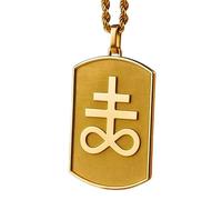 LKBEADS Collier pendentif croix Léviathan en argent sterling 925 plaqué or, chaîne câble de 45,7 cm (18 pouces), breloque rectangulaire, bijou unisexe | LK_EMBO_00766