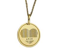 LKBEADS Collier pendentif cœur gravé Amor 24 mm avec chaîne câble de 45,7 cm | Argent sterling plaqué or | Bijou unisexe | LK_PNDN_0026