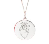 LKBEADS Collier pendentif cœur gravé anatomie 24 mm avec chaîne câble 45,7 cm | Argent sterling 925 | Bijou unisexe | LK_PNDN_2008