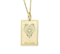 LKBEADS Collier pendentif cœur gravé « The Lover Heart » (24 x 16 mm) avec chaîne câble de 45,7 cm | Argent sterling plaqué or | Bijou unisexe | LK_PNDN_1645