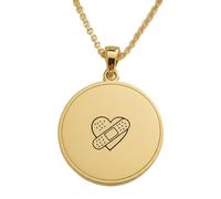 LKBEADS Collier pendentif cœur guérisseur gravé, en argent sterling 925 plaqué or, avec chaîne câble de 45,7 cm (18 pouces). Bijou fait main pour homme et femme | LKD_EGP_00954