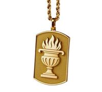LKBEADS Collier pendentif Cœur Sacré 3D en argent sterling 925, de forme rectangulaire, avec chaîne câble de 45 cm plaquée or | LKD_3DM_00118