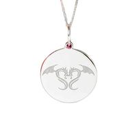 LKBEADS Collier pendentif dragon avec 18 pouces |LK_NLC_02264 | plated round wolf disc charm necklace with 18 inch cable chain wildlife nature symbolic jewelry gift