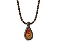 LKBEADS Collier pendentif en agate Crazy Lace naturelle, forme poire, avec chaîne en cuir. Bijou fait main, symbole de bonheur | LK_SGMP_0454