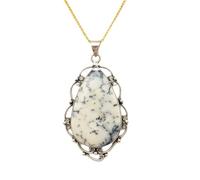 LKBEADS Collier pendentif en argent sterling 925 avec opale naturelle dendritique, forme poire, chaîne forçat, motif nature, bijou fait main |LK_SGMP_0009