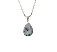 LKBEADS Collier pendentif en argent sterling 925 avec opale naturelle dendritique, forme poire, chaîne forçat, motif nature, bijou fait main |LK_SGMP_0077