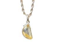 LKBEADS Collier pendentif en argent sterling 925 avec pierre précieuse naturelle de rutlite dorée, forme élégante et chaîne forçat. Bijou fait main, symbole de richesse et de pouvoir |LK_SGMP_0040