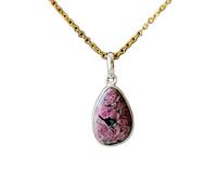 LKBEADS Collier pendentif en argent sterling 925 avec pierre précieuse rubis naturelle, forme poire et chaîne forçat. Bijou artisanal Passion. Médaillon Passion | LK_SGMP_0106