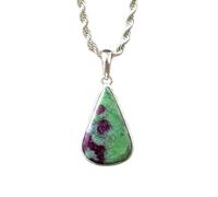 LKBEADS Collier pendentif en argent sterling 925 avec pierre précieuse rubis zosite naturelle, forme poire et chaîne forçat. Bijou fait main « Passion » | LK_SGMP_0038