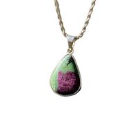 LKBEADS Collier pendentif en argent sterling 925 avec pierre précieuse rubis zosite naturelle, forme poire et chaîne forçat. Bijou fait main « Passion » | LK_SGMP_0063