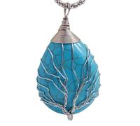 LKBEADS Collier pendentif en argent sterling 925 avec turquoise naturelle lisse 43 x 30 mm, chaîne de 45 cm, protection, guérison, bonne chance, communication, cadeau | gmpd_0434