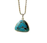 LKBEADS Collier pendentif en argent sterling 925 et chrysocolle naturelle, forme élégante, chaîne forçat, bijou fait main, symbole de communication et de guérison émotionnelle | LK_SGMP_0023