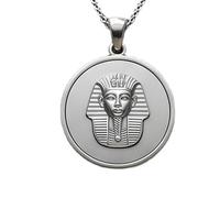 LKBEADS Collier pendentif en argent sterling 925 plaqué argent, orné d'un masque de Toutankhamon en relief. Chaîne maille forçat de 45,7 cm (18 pouces). | LK_EMBO_00876