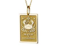 LKBEADS Collier pendentif en argent sterling 925 plaqué or, orné d'une carte de tarot en relief représentant un signe du zodiaque. Chaîne maille câble de 45,7 cm (18 pouces).| LK_EMBO_00425