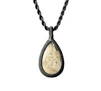 LKBEADS Collier pendentif en jaspe serpent naturel, forme poire, avec cordon en cuir et chaîne, bijou fait main, protection et ancrage énergétique |LK_SGMP_0446