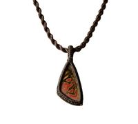 LKBEADS Collier pendentif en jaspe serpent naturel, forme trilon, avec cordon en cuir et chaînette, protection et ancrage énergétique, bijou fait main |LK_SGMP_0445
