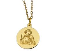 LKBEADS Collier pendentif en relief à l'effigie de Sainte Jeanne d'Arc, en argent sterling 925 plaqué or, chaîne maille forçat de 45,7 cm (18 pouces), breloque ronde, bijou unisexe | LK_EMBO_00013