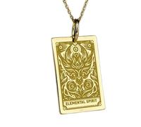 LKBEADS Collier pendentif « Esprit élémentaire » en argent sterling 925 plaqué or, chaîne câble de 45,7 cm (18 pouces), breloque rectangulaire, bijou unisexe | LK_EMBO_00411
