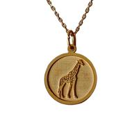LKBEADS Collier pendentif girafe gravé, 24 mm, chaîne câble de 45,7 cm | Argent sterling plaqué or | Bijou unisexe | LK_PNDN_0678