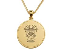 LKBEADS Collier pendentif gravé Arbre du Temps et Sablier, en argent sterling 925 plaqué or, avec chaîne câble de 45,7 cm (18 pouces). Bijou fait main pour homme et femme | LKD_EGP_00815