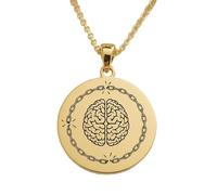 LKBEADS Collier pendentif gravé « Cerveau dans des chaînes brisées » en argent sterling 925 plaqué or, avec chaîne à maillons de 45 cm (18 pouces). Bijou fait main pour homme et femme | LKD_EGP_00835