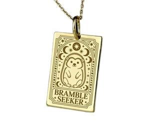 LKBEADS Collier pendentif gravé « Chercheur de ronces » en argent sterling 925 plaqué or, avec chaîne câble de 45,7 cm (18 pouces). Bijou fait main pour homme et femme | LKD_EGP_00194