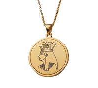 LKBEADS Collier pendentif gravé de la reine d'Égypte, en argent sterling 925 plaqué or, avec chaîne à maillons de 45 cm (18 pouces). Bijou fait main pour homme et femme | LKD_EGP_00656