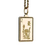 LKBEADS Collier pendentif gravé de tuiles de mah-jong d'été, en argent sterling 925 plaqué or, avec chaîne à maillons de 45 cm (18 pouces). Bijou fait main pour homme et femme | LKD_EGP_00424