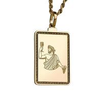 LKBEADS Collier pendentif gravé « Dieu du Vin » en argent sterling 925 plaqué or, avec chaîne maille forçat de 45,7 cm (18 pouces). Bijou fait main pour homme et femme | LKD_EGP_00296