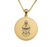 LKBEADS Collier pendentif gravé d'un casque de chevalier médiéval, en argent sterling 925 plaqué or, avec chaîne à maillons de 45 cm (18 pouces). Bijou fait main pour homme et femme | LKD_EGP_00795