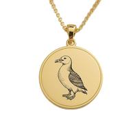 LKBEADS Collier pendentif gravé d'un pingouin ou d'un pétrel, en argent sterling 925 plaqué or, avec chaîne à maillons de 45 cm (18 pouces). Bijou fait main pour homme et femme | LKD_EGP_00863