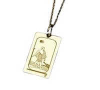 LKBEADS Collier pendentif gravé d'une carte de tarot Crocodile, en argent sterling 925 plaqué or, avec chaîne câble de 45 cm (18 pouces). Bijou fait main pour homme et femme | LKD_EGP_00183