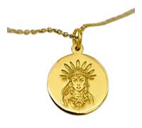 LKBEADS Collier pendentif gravé « Guerrier américain », en argent sterling 925 plaqué or, avec chaîne câble de 45,7 cm (18 pouces). Bijou fait main pour homme et femme | LKD_EGP_00060