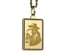 LKBEADS Collier pendentif gravé « Médecin de la peste » en argent sterling 925 plaqué or, avec chaîne à maillons de 45 cm (18 pouces). Bijou fait main pour homme et femme | LKD_EGP_00467
