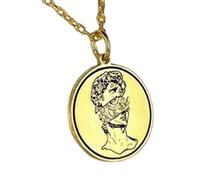 LKBEADS Collier pendentif gravure de Michel-Ange David, en argent sterling 925 plaqué or, avec chaîne câble de 45,7 cm (18 pouces). Bijou fait main pour homme et femme | LKD_EGP_00097