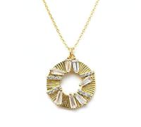 LKBEADS Collier pendentif halo soleil en argent sterling 925 plaqué or avec breloque ronde multi-pierres de 23 mm et chaîne câble de 45,7 cm (18 pouces) - Bijou fait main |LK_SCA_0132