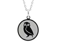 LKBEADS Collier pendentif hibou 457 cm (18 pouces) | LK_NLC_02472 | gold plated 24mm round multi symbol charm with 18 inch cable chain engraved wisdom strength justice lotus