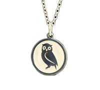 LKBEADS Collier pendentif hibou en argent sterling 925 | Bijou délicat | Chaîne de 45 cm (18 pouces) | Taille : 24 mm | Symbole de sagesse animale | Plaqué argent | Unisexe | LK_PNK_02472