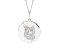 LKBEADS Collier pendentif hibou rond avec 18 pouces |LK_NLC_02367 | round celestial planet disc necklace 24mm space inspired medallion with 18 inch cable chain symbolic