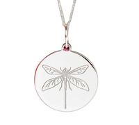 LKBEADS Collier pendentif libellule avec 18 maillons |LK_NLC_02276 | plated round disc charm with 18 inch cable chain religious symbol jewelry gift for women men daily wear