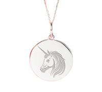 LKBEADS Collier pendentif licorne en argent sterling 925 | Charm cheval magique et délicat | Chaîne de 45 cm. Taille : 24 mm | Bijou unisexe fait main plaqué argent | LKRPS_00156