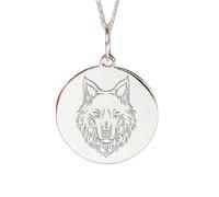 LKBEADS Collier pendentif lynx 457 cm (18 pouces) | LK_NLC_02325 | round flower engraved disc pendant with 18 inch cable chain 24mm botanical nature inspired jewelry gift