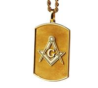 LKBEADS Collier pendentif maçonnique 3D en argent sterling 925, de forme rectangulaire, avec chaîne câble de 45,7 cm (18 pouces), plaqué or, bijou symbolique | LKD_3DM_00119