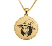 LKBEADS Collier pendentif Magica de Spell gravé, en argent sterling 925 plaqué or, avec chaîne câble de 45,7 cm (18 pouces). Bijou fait main pour homme et femme | LKD_EGP_00785