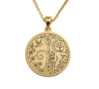 LKBEADS Collier pendentif Mandala de la Vie et de la Mort, en argent sterling 925 plaqué or, avec chaîne câble de 45 cm (18 pouces). Bijou fait main pour homme et femme | LKD_EGP_00824